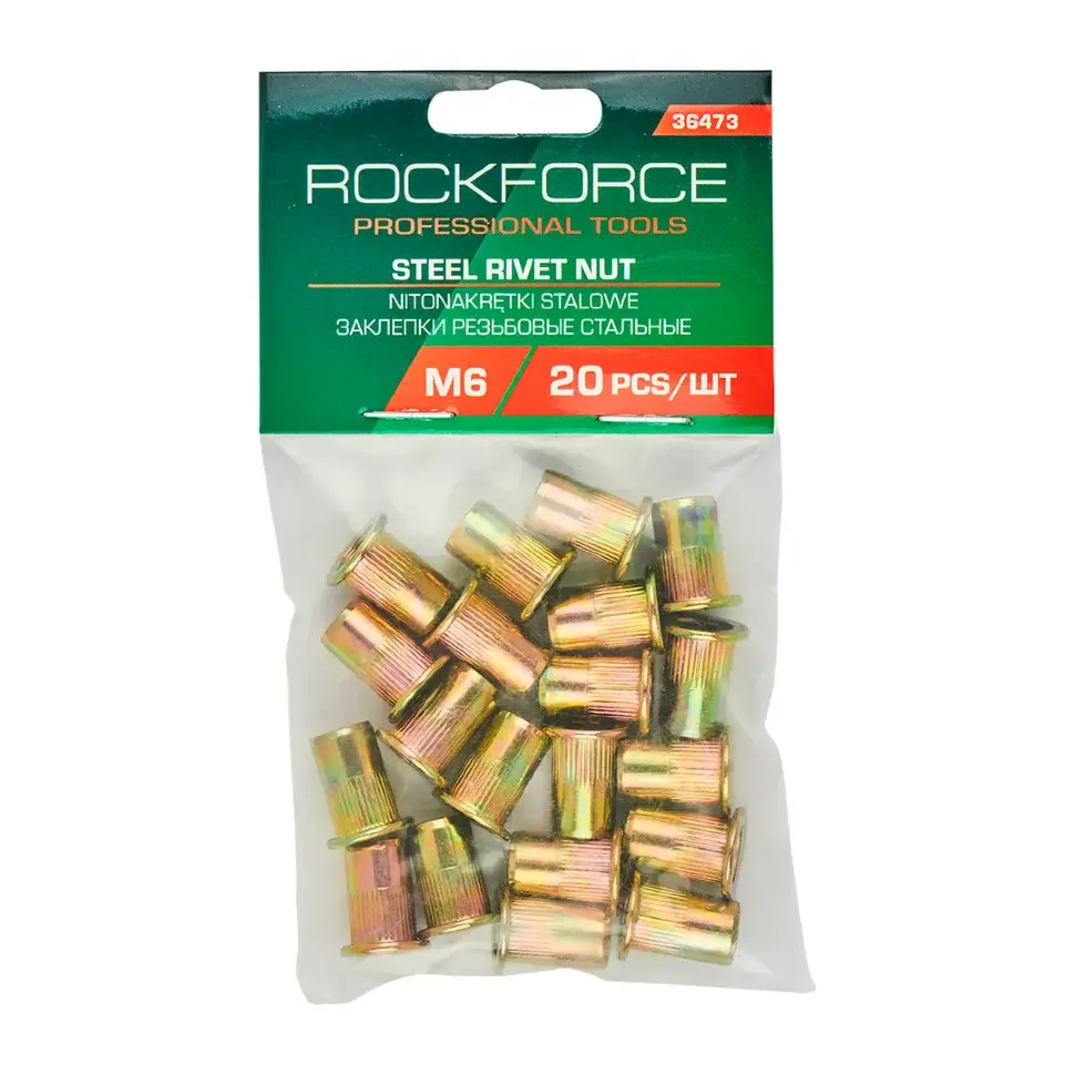Заклепки резьбовые стальные М6 (20шт./к-т) RockFORCE RF-36473 Заклепки резьбовые стальные М6 (20шт./к-т) RockFORCE RF-36473