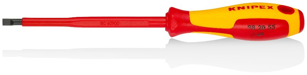 Отвертка SL5.5x1.0 шлицевая VDE 1000V, длина стержня 125 мм, L-232 мм   ...KNIPEX 982055