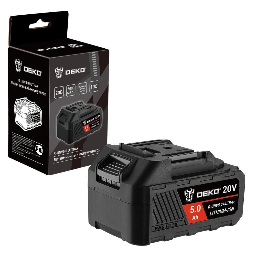 Аккумулятор 20В, 5.0А/ч, DEKO R-UNV5.0 ULTRA +