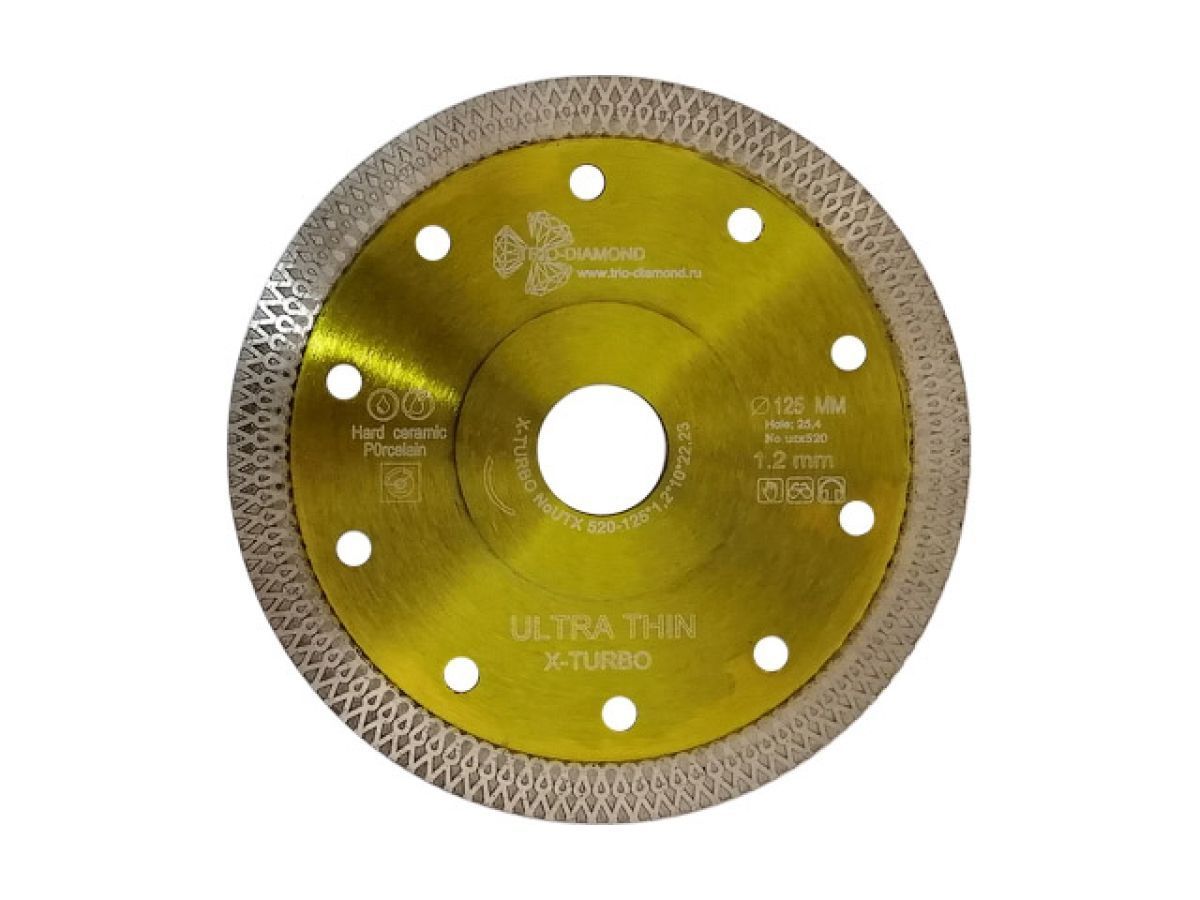 Алмазный круг 125х22 mm по керамике сплошн.ультратонкий Ultra Thin X-Turbo (1.2 mm) TRIO-DIAMOND UTX520