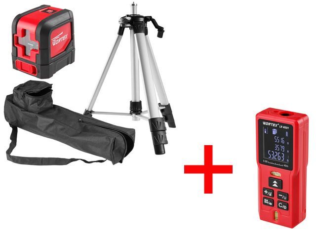 Нивелир лазерный LL 0210 K со штативом в коробке + АКЦИЯ Дальномер (проекция: крест с фиксацией, до ...WORTEX LL021032114A2