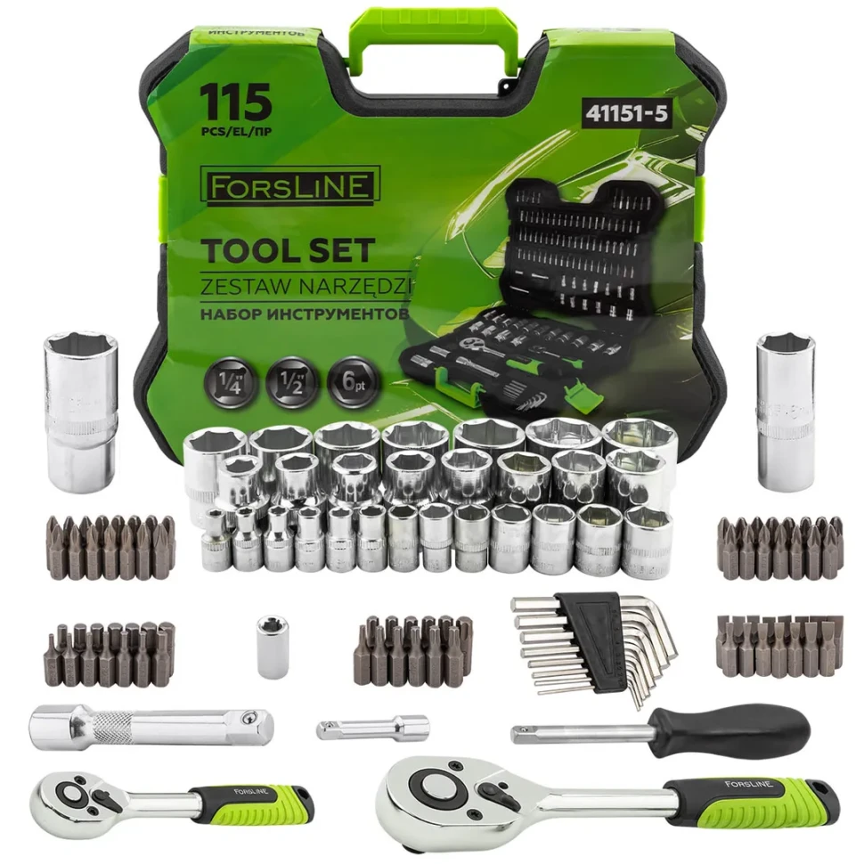Набор инструментов 115пр. 1/4", 1/2" (6гр.) ForsLine FL-41151-5