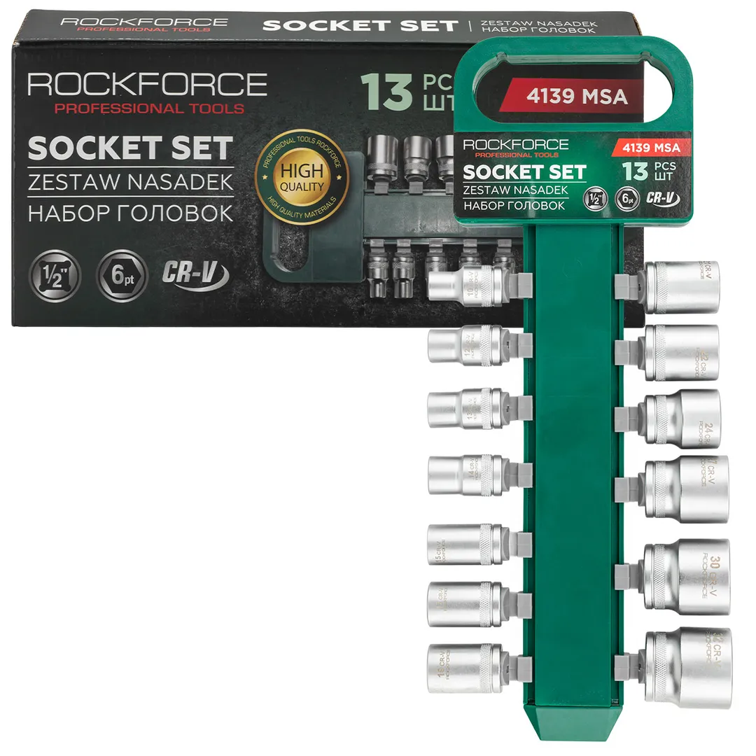 Головки, набор 13пр., 1/2" (6гр.) RockFORCE RF-4139 MSA