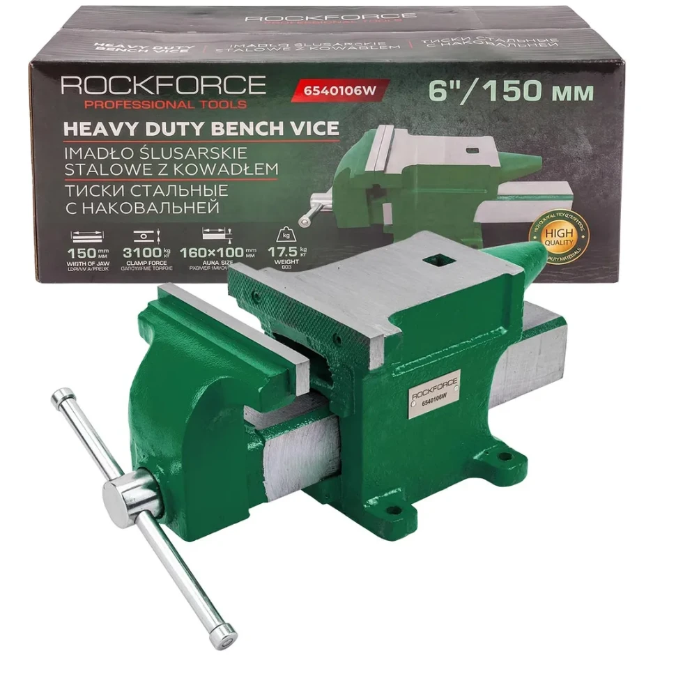 Тиски стальные с наковальней 6''150мм RockFORCE RF-6540106W