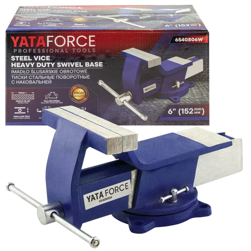 Тиски стальные поворотные с наковальней YATAFORCE YF-6540806W