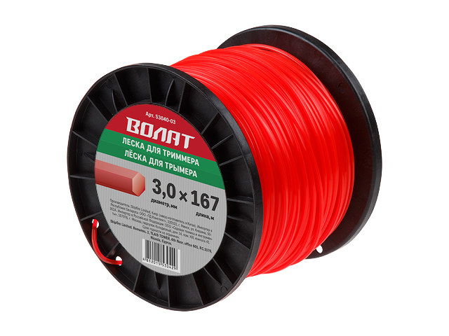 Леска ф 3.0 mm х 167 м шестигранное сечение ВОЛАТ 53040-03