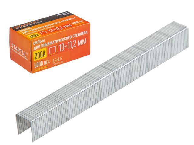 Скобы тип 20GA  6mm (5000шт) PROFI (для пневмостеплера, сечение 1.2х0.6mm, ширина скобы 11.2mm) STARTUL ST4530-06