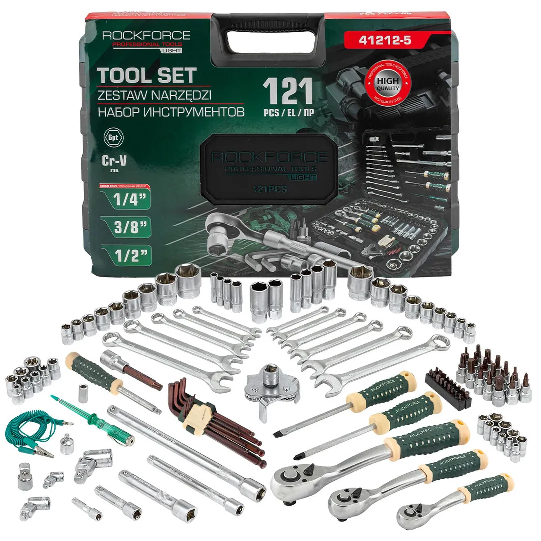 Набор инструментов 121пр. 1/4", 1/2",3/8" ( 6гр.) RockFORCE LIGHT ...Rock FORCE LIGHT RF LIGHT-41212-5