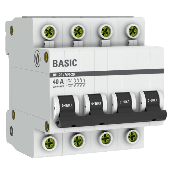 Выкл. нагрузки 4P 40А ВН-29 Basic EKF SL29-4-40-bas