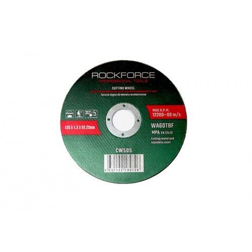 Круг отрезной по металлу 125x1.0x22.23 мм.  Rock FORCE RF-CW705