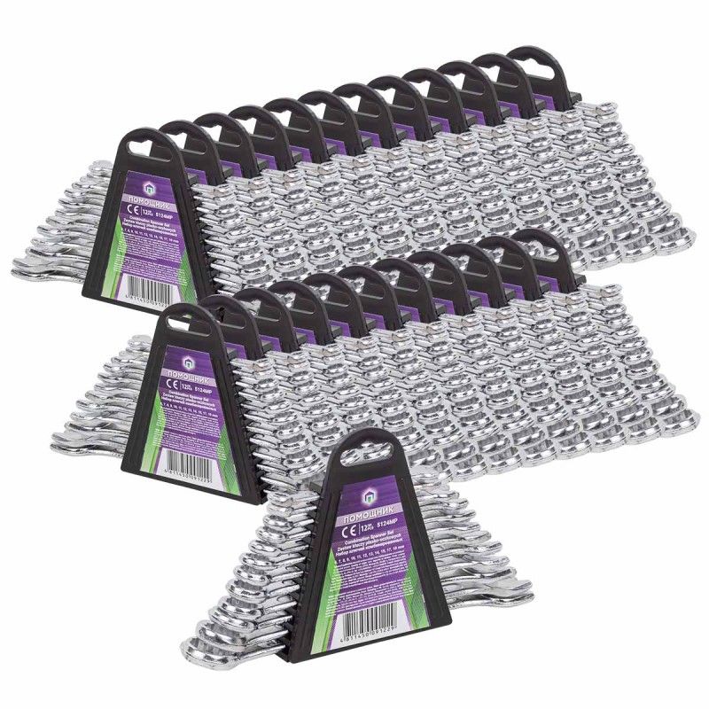 ( 24 K-T ) Набор ключей комбинированных и рожковых,12пр.(6х7,8х9,10,11,12,13,14,17,19,22,24х27,30х32мм),в пластиковом держателе Помощник 5198 ( 24 K-T )