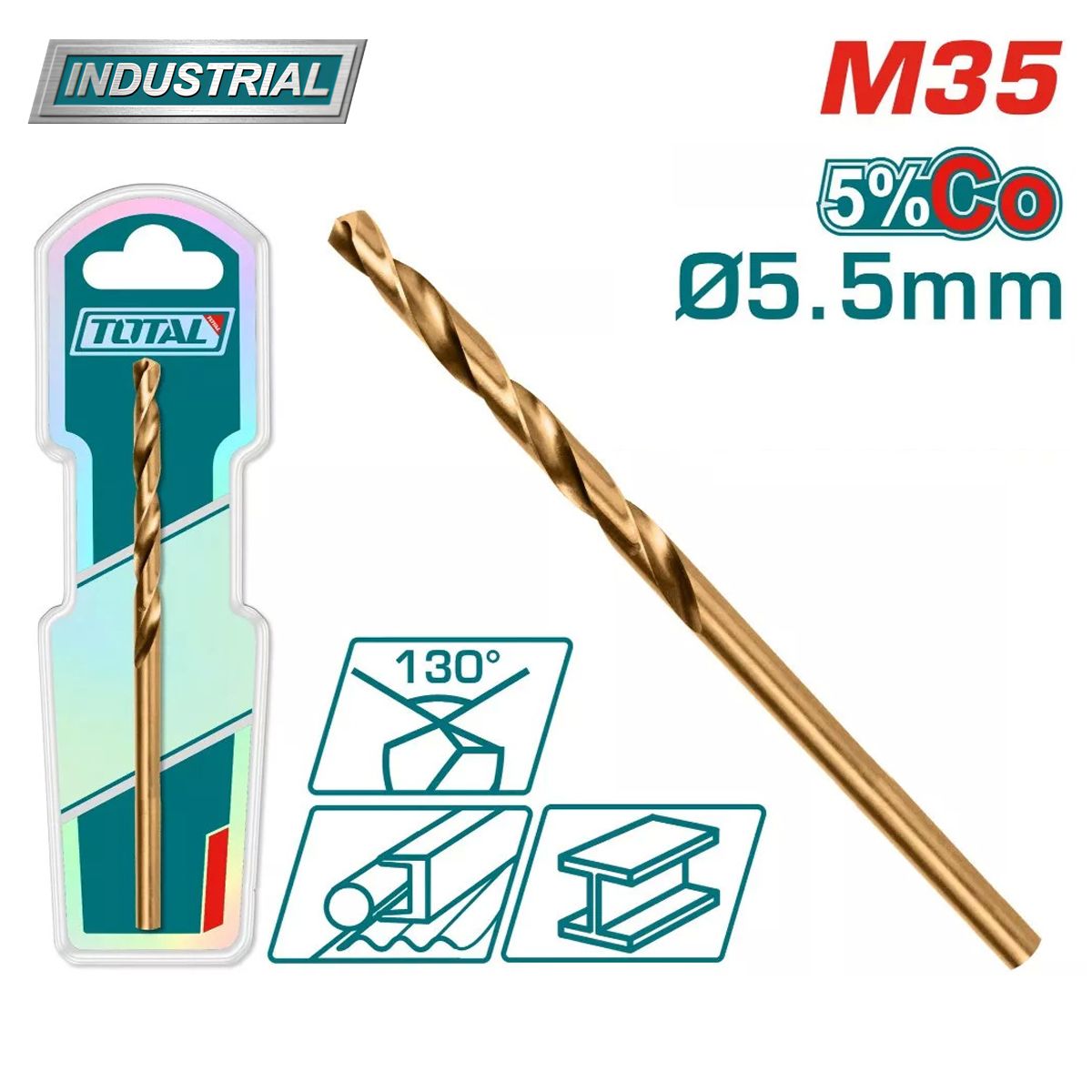 Сверло по металлу M35 HSS 5.5мм  TAC11206501TOTAL TAC11205501