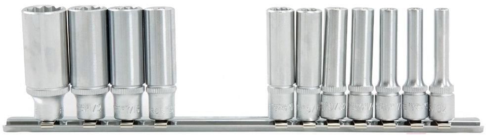 Набор головок дюймовых 1/4", 5/32"-9/16", 11пр. 12-гранная  ...Force 21110D