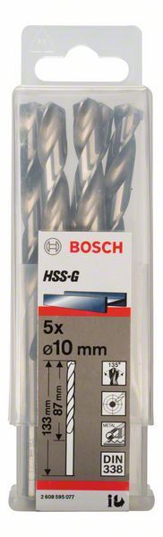 Сверло по металлу HSS-G 10,0x87x133 мм (5 шт)  BOSCH 2.608.595.077