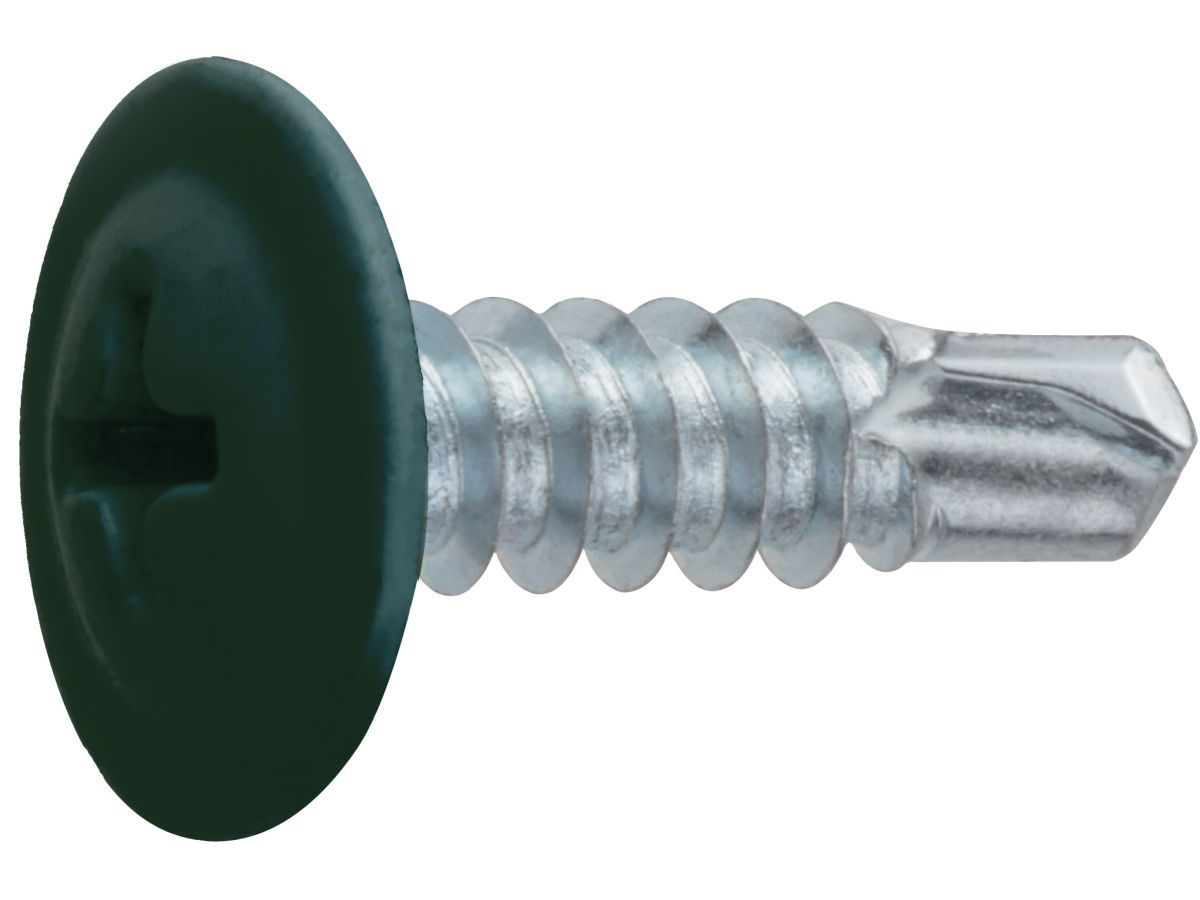 Саморез 4.2х16 mm с прессшайбой, цинк, со сверлом, RAL 6005 (500 шт) ( зеленый мох) STARFIX SMC1-18340-500