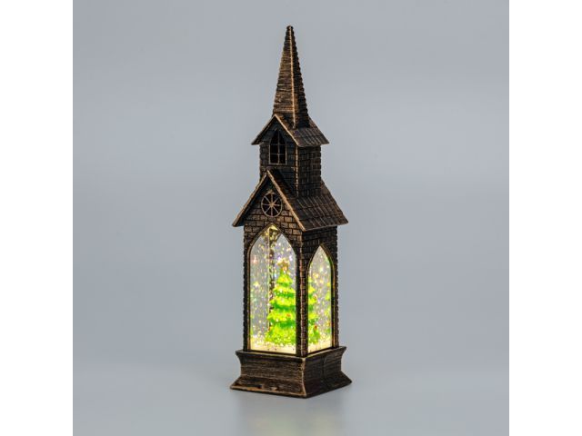 Светильник декоративный "Башня" с эффектом снегопада и подсветкой, теплый белый (питание от 3хLR44 (в комплекте)) NEON-NIGHT 501-187