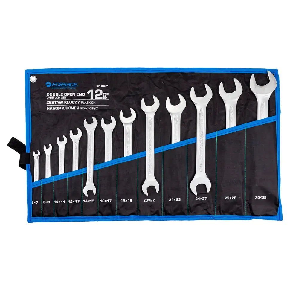 Ключи рожковые, набор 12пр. (6х7, 8х9, 10х11, 12х13, 14х15, 16х17, 18х19, 20х22, 21х23, 24х27, 25х28, 30х32мм) Forsage F-5122P