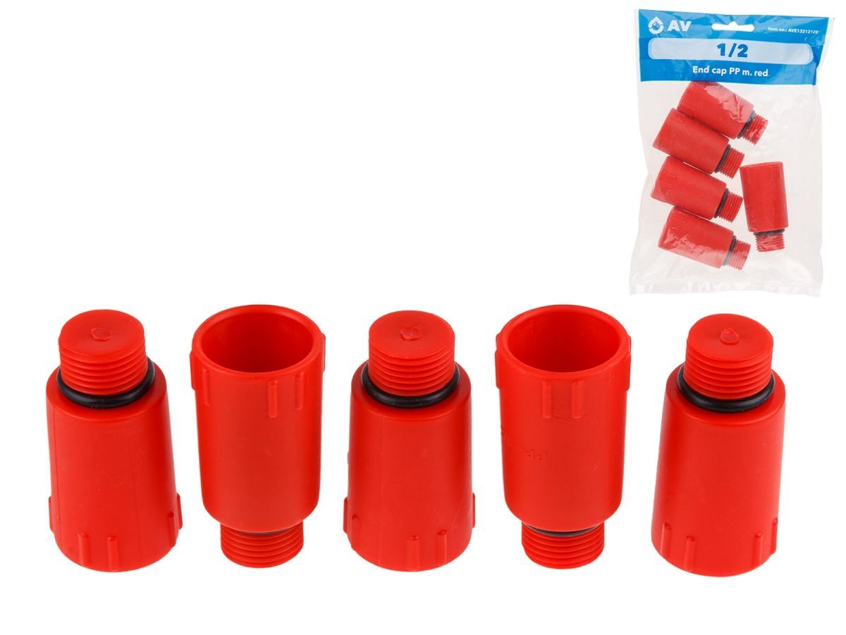 Заглушка ПП 1/2" нар. красная (5 шт. инд. упак.) AV Engineering AVE1321212R