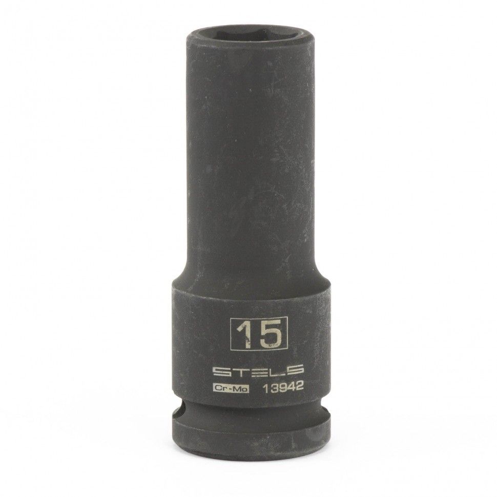 Головка ударная удлиненная шестигранная, 15 mm, 1/2", CrMo Stels 13942