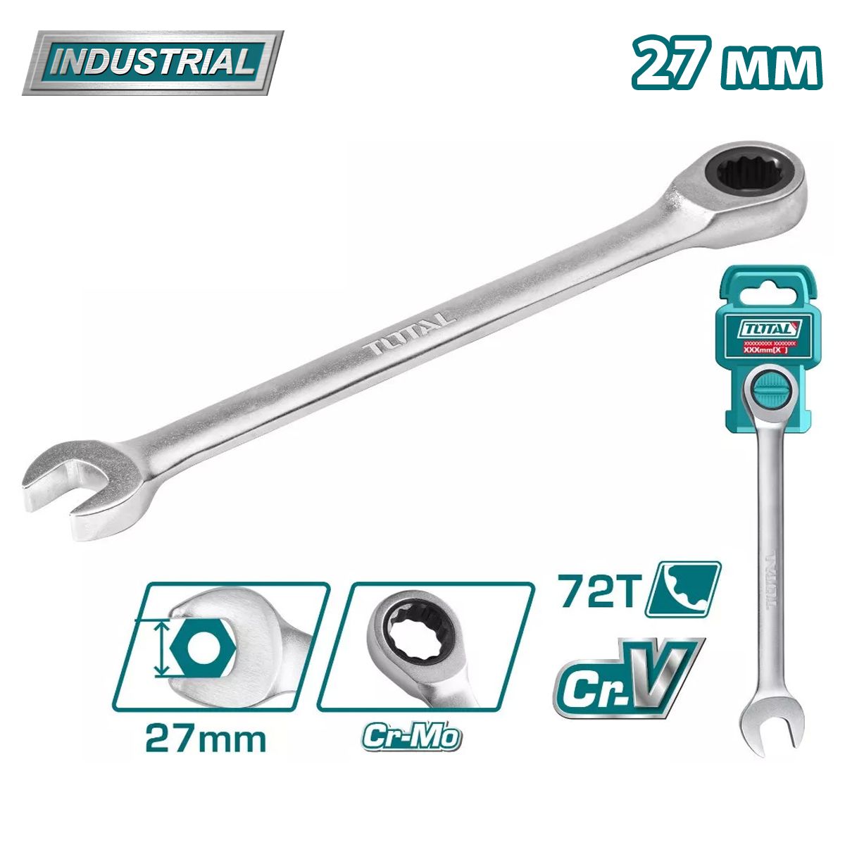 Ключ комбинированный с трещоткой 27 мм  TOTAL TCSPAR271