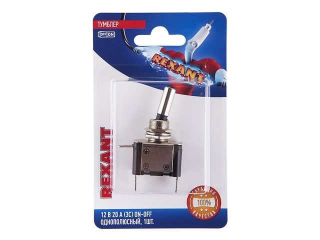 Тумблер 12V 20А (3c) ON-OFF однополюсный с красной LED подсветкой (ASW-07D) (в упак. 1шт.)  ...REXANT 06-0332-B