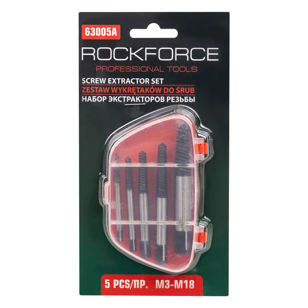 Набор экстракторов резьбы,6пр.(М3-М25) "мелкий шаг"  Rock FORCE RF-63005A