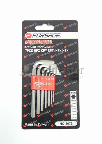 Набор ключей шестигранных, 1.5-6мм, 7пр. Forsage F-5076