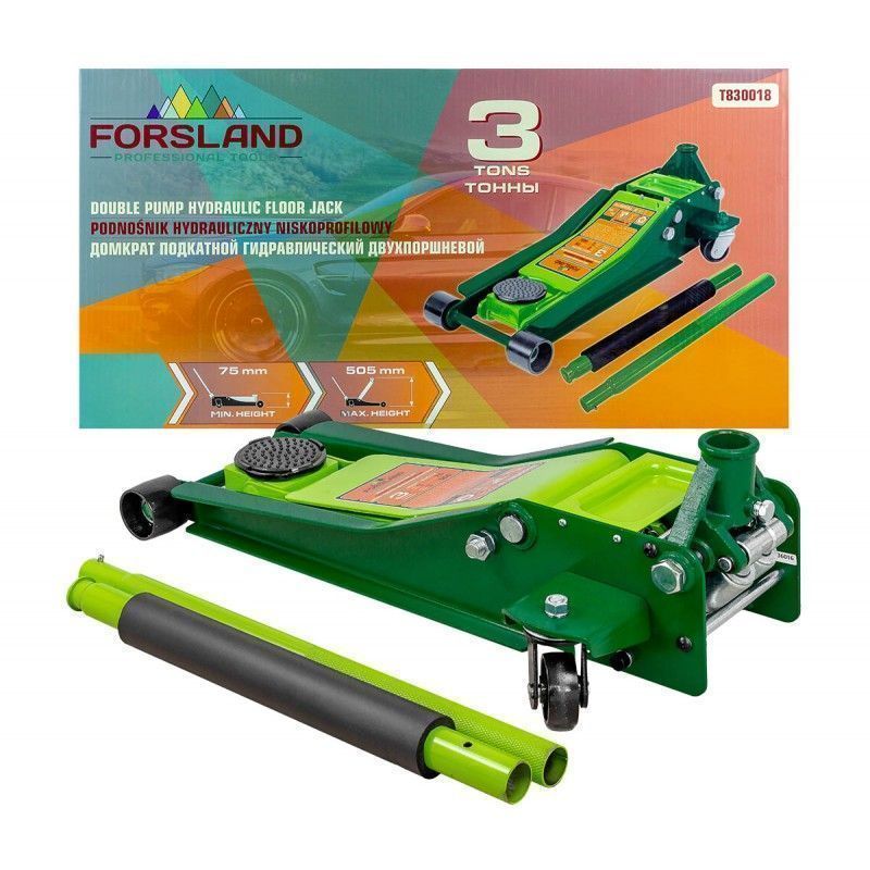 Домкрат подкатной гидравлический 3т (h min 75мм, h max 505мм)  Forsland Forsland-T830018 MT
