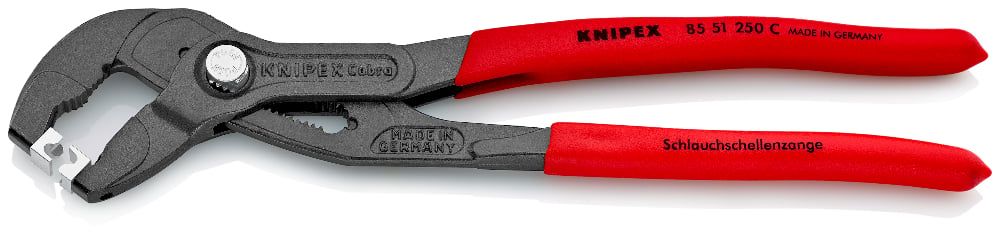 Щипцы для хомутов с защёлкой, L-250 мм, Cr-V, серые, узкая голова, C   ...KNIPEX 8551250C