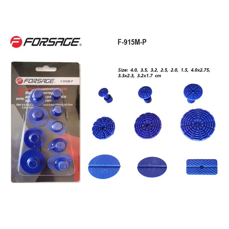 Набор адаптеров пластиковых для беспокрасочного удаления вмятин 9 пр. Forsage F-915M-P
