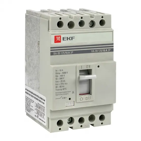Выключатель автоматический ВА-99 125/ 16А 3P 25кА PROxima EKF mccb99-125-16 Выключатель автоматический ВА-99 125/ 16А 3P 25кА PROxima EKF mccb99-125-16