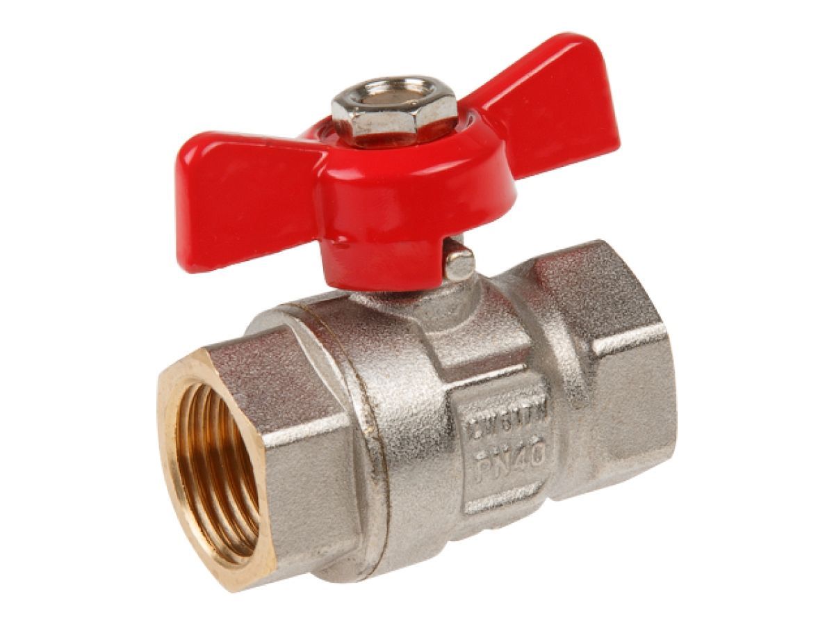 Кран шаровый 1/2" внутренняя-внутренняя резьба бабочка PN40 AV Engineering AVE092012