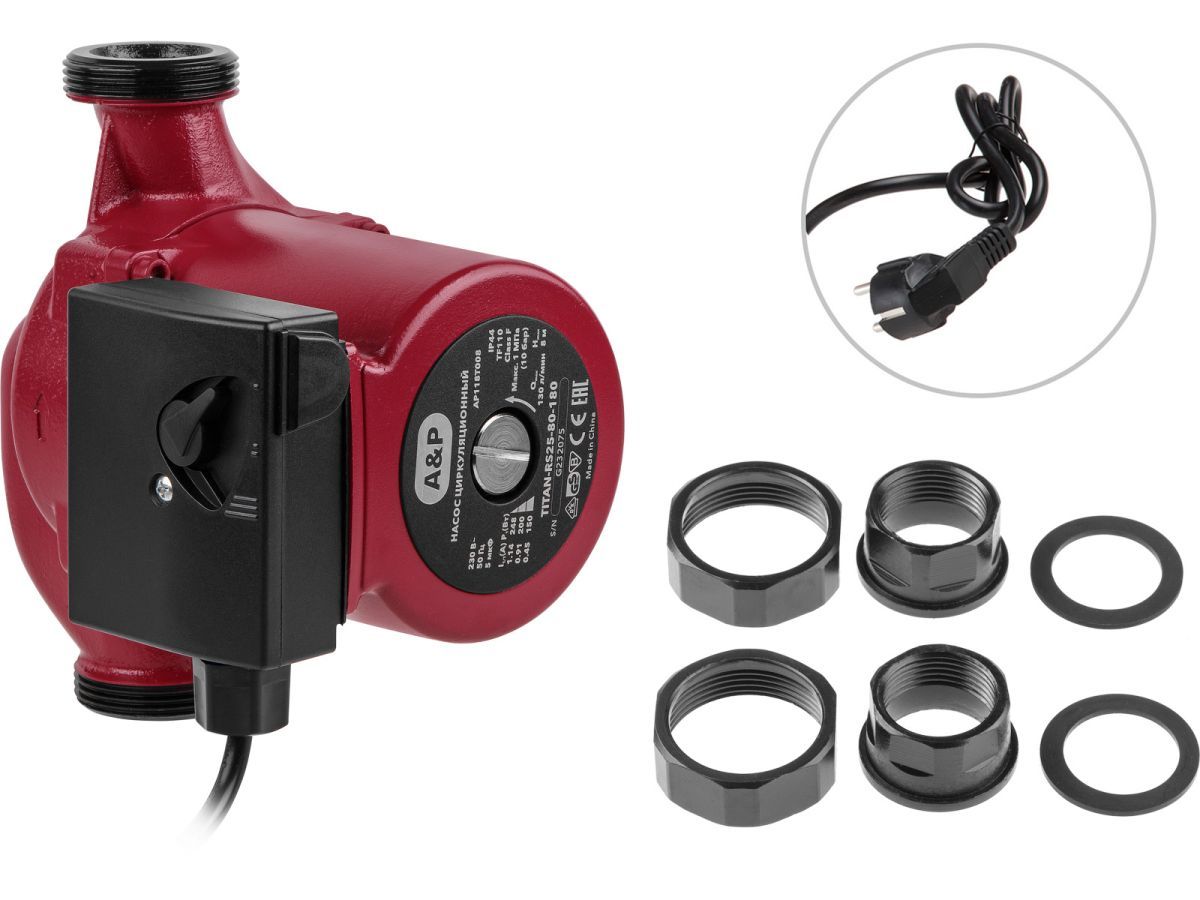 Насос циркуляционный Titan-RS25-80-180 (150-248 Вт, 7800 л/ч, 8 м) A&P AP118T008