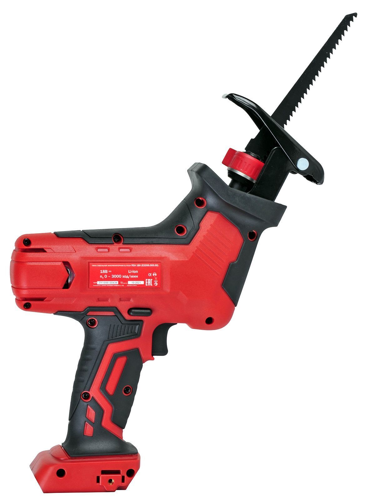 Сабельная пила ПСА 18Л аккумуляторная (18V / без АКБ и ЗУ / Коробка) ELITECH 198053