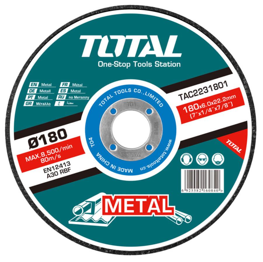 Круг отрезной 180x6,0x22,2 мм по металлу  TOTAL TAC2231801