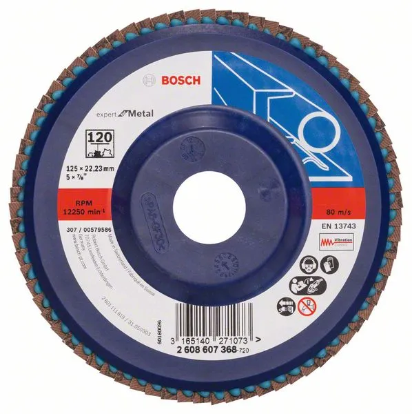 Лепестковый шлифкруг Expert for Metal 125x22,23 мм P120 (плоский) BOSCH 2.608.607.368