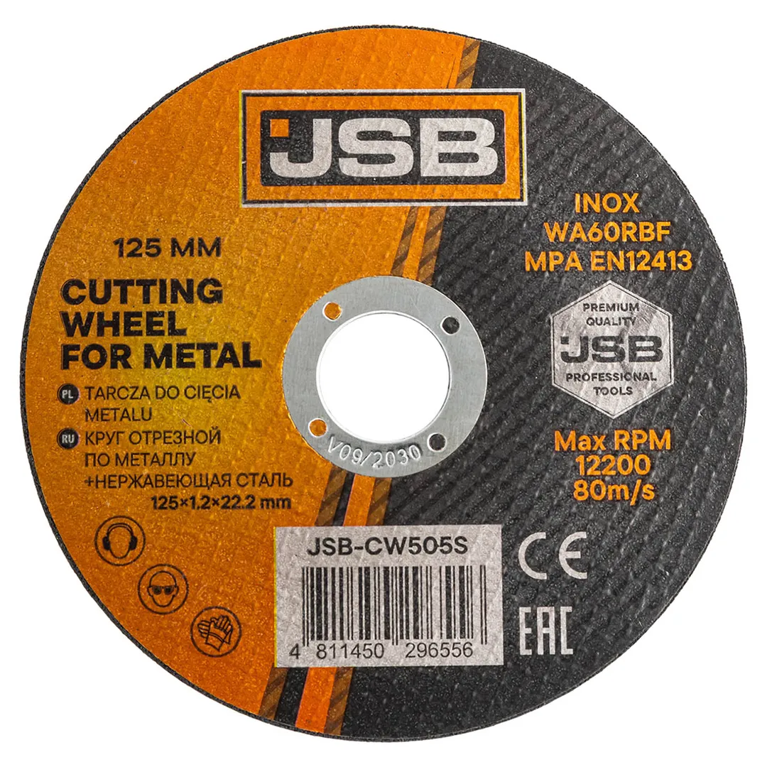 Круг отрезной по металлу и нержавеющей стали 125x1.2x22.2мм  ...JSB JSB-CW505S