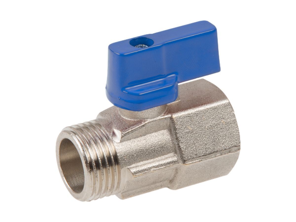Кран шаровый MINI 1/2" наружная-внутренняя резьба синяя ручка AV Engineering AVE13712B