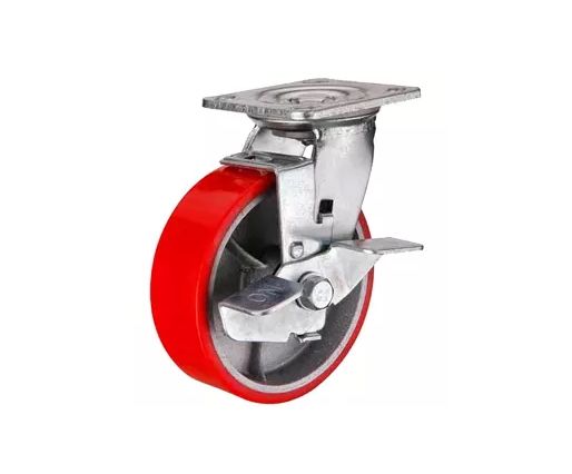 Колесо большегрузное поворотное SCpb 42 100 мм полиуретановое с тормозом (N) TOR 1026624