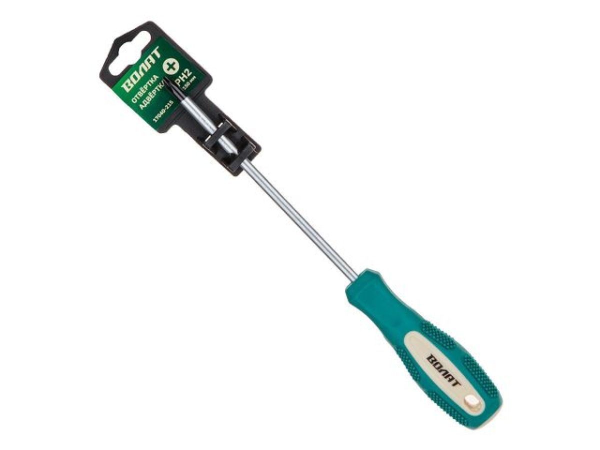 Отвертка крестовая двухкомпонентная рукоятка Anti-Slip PH2 х 150mm ВОЛАТ 17040-215