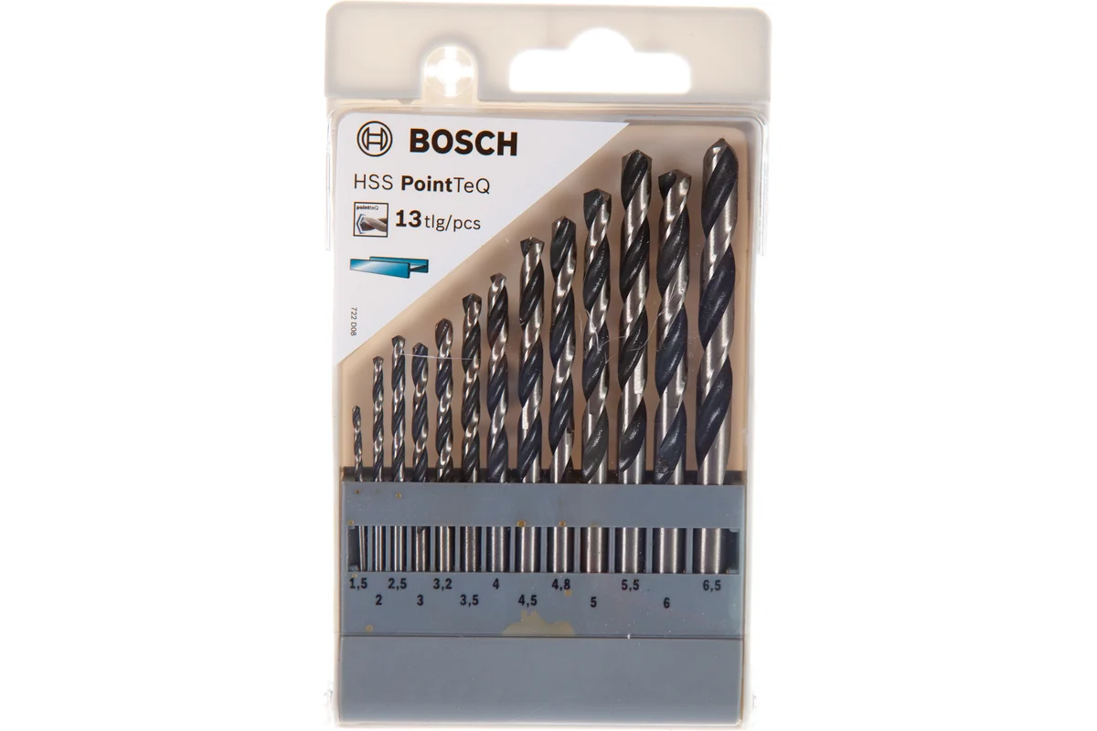 Набор сверл по мет. 13шт 1.5-6.5мм HSS-G PointTeQ BOSCH 2608577349