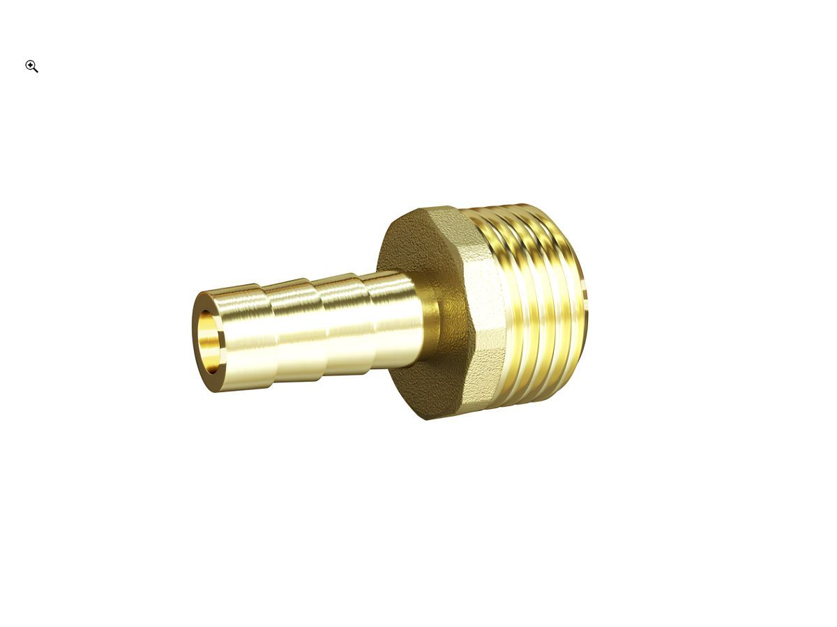 Штуцер для шланга нар. 10х1/2” LD LD.65.395.1.15x10L