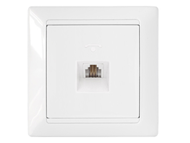 Розетка 1-ая телефонная (скрытая) белая, Стиль (85.2x75x40mm)  BYLECTRICA ТР4-034