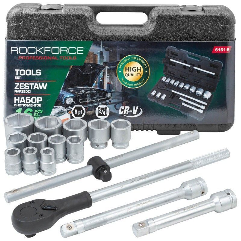 Набор инструментов 16пр. 3/4'' (17 - 50мм) (6-гран.)  Rock FORCE RF-6161-5
