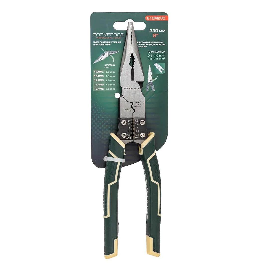 Длинногубцы для снятия изоляции 230мм RockFORCE Rock FORCE RF-610M230