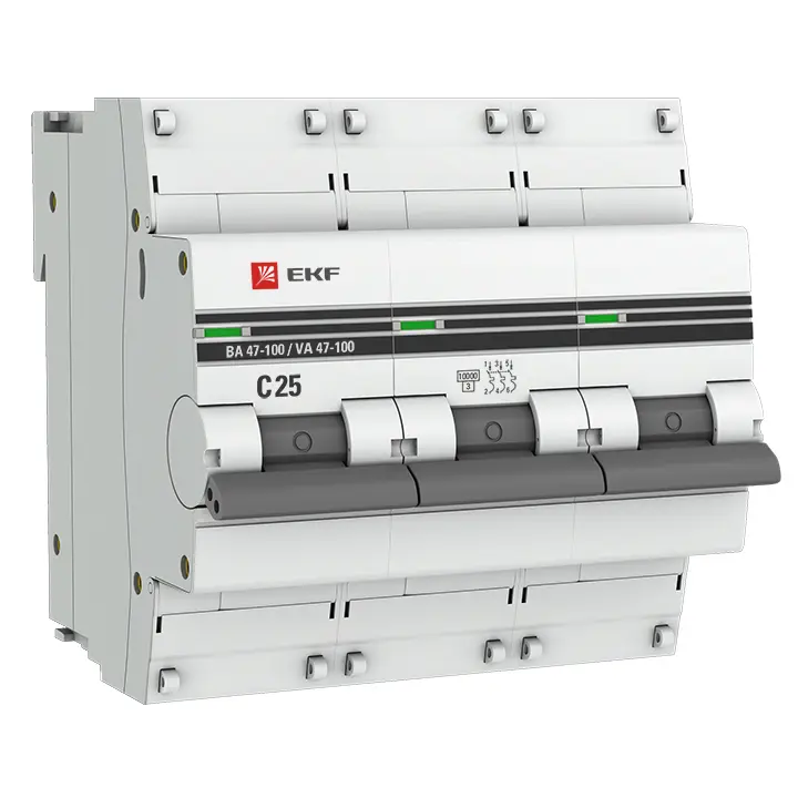 Авт. выкл. 3P 25А (C) 10kA ВА 47-100 PROxima EKF mcb47100-3-25C-pro