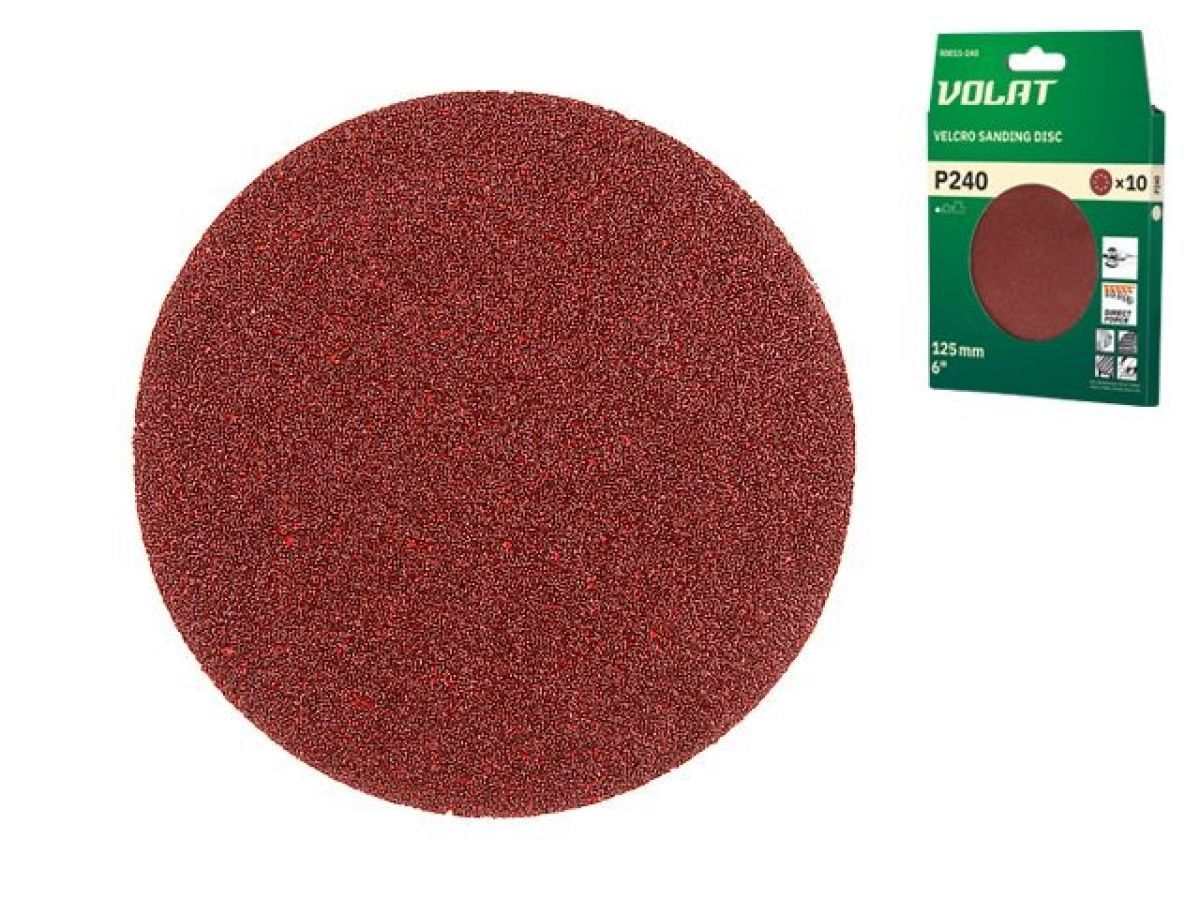 Шлифлист 125mm круг Р240 д/дерева 10шт. (круг абразивный шлифовальный) ВОЛАТ 80011-240