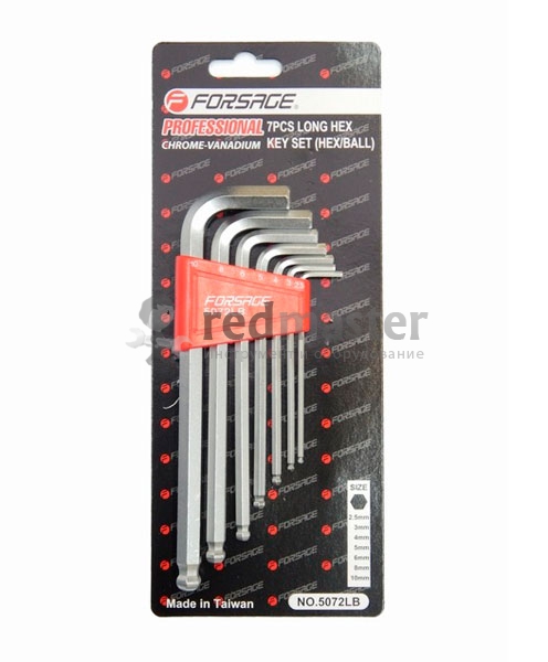 Набор ключей шестигранных 2.5-10мм,  7пр. длинных с шаром Forsage F-5072LB