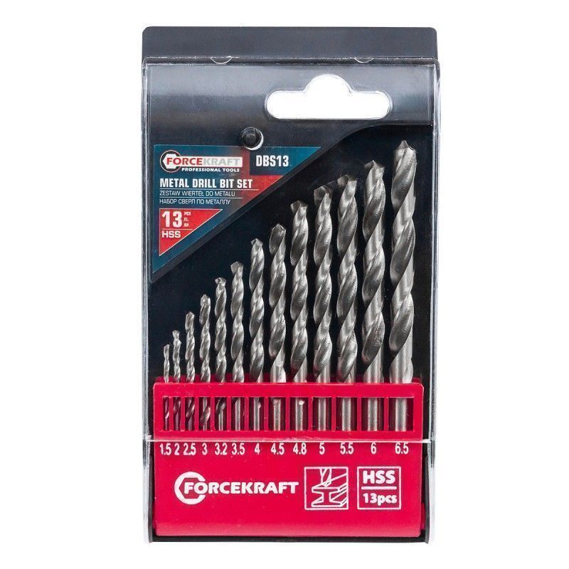 Сверла по металлу, набор 13пр. 1.5-6.5мм FORCEKRAFT FK-DBS13