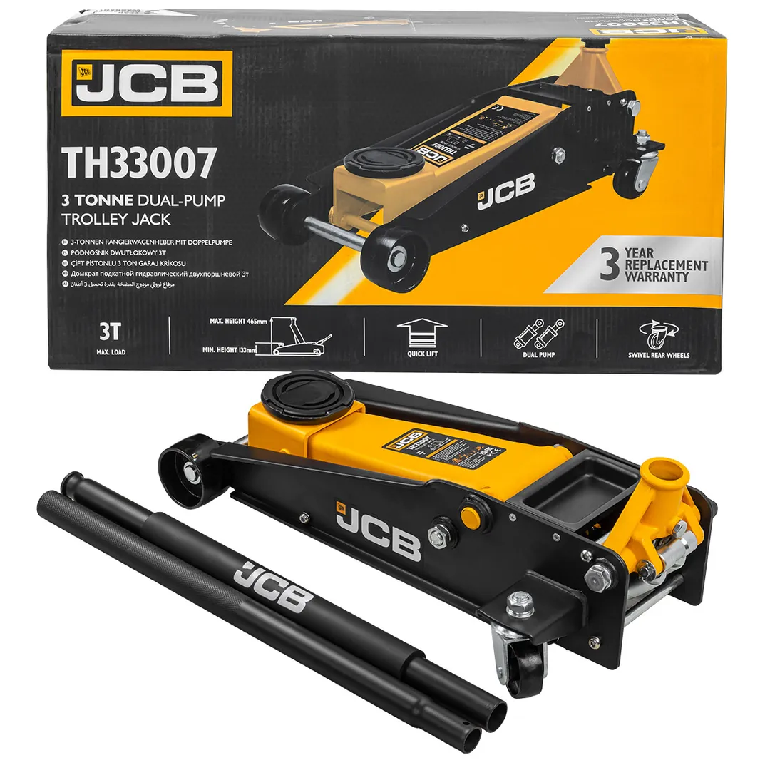 Домкрат подкатной гидравлический 3т (h min 133мм, h max 465мм)  JCB JCB-TH33007